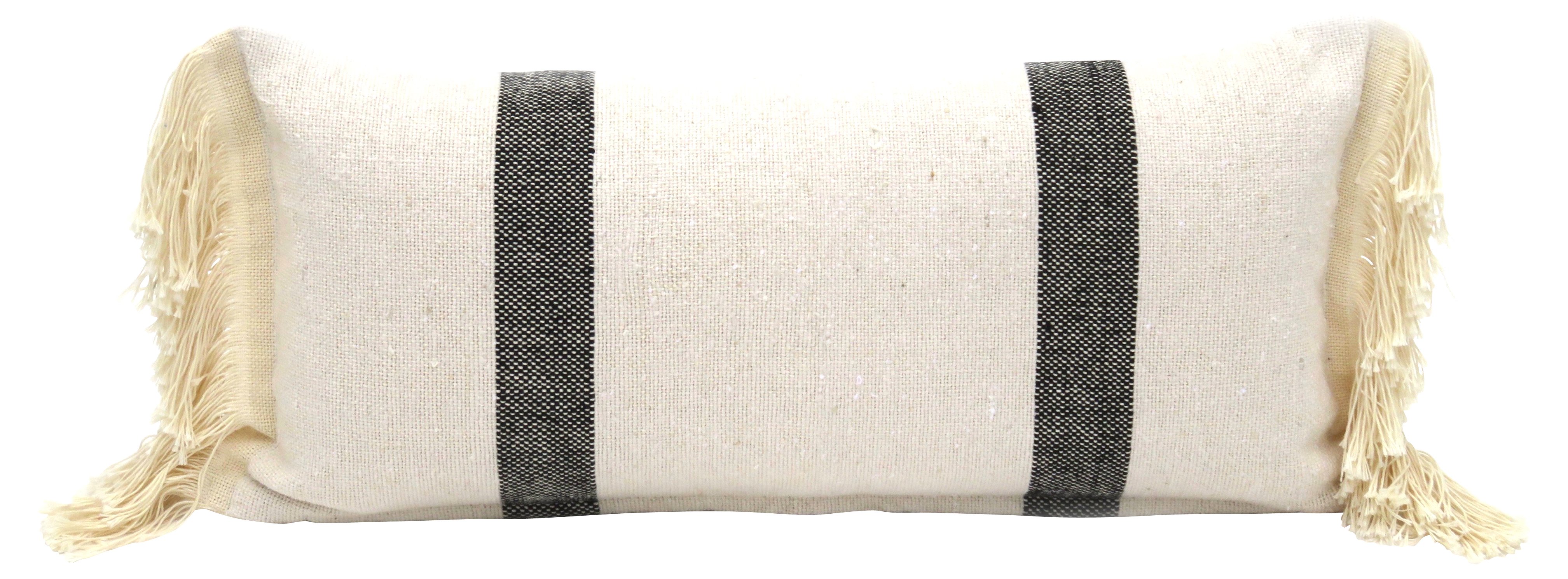 Ecru Fringed Cotton Pillow~P77540894
