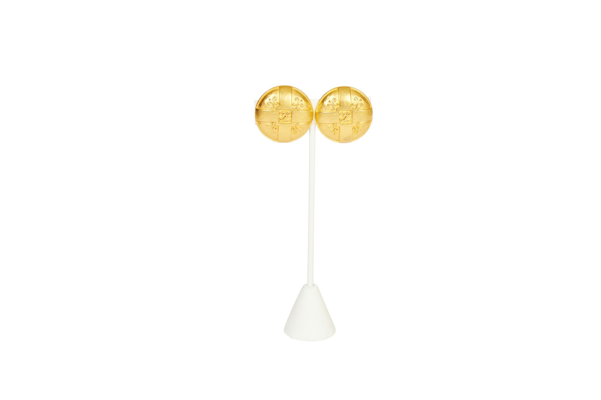 Lagerfeld Satin Gold Button Earrings~P77612768