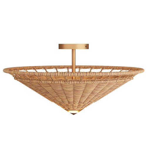 Terrace Rattan Flush Mount, Natural