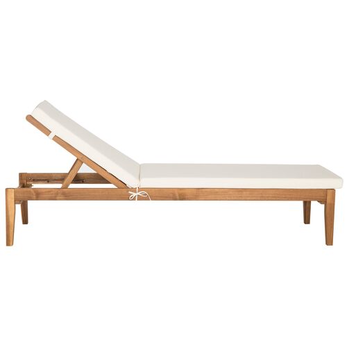 Del Mar Outdoor Wood Chaise, Natural/White~P61637535