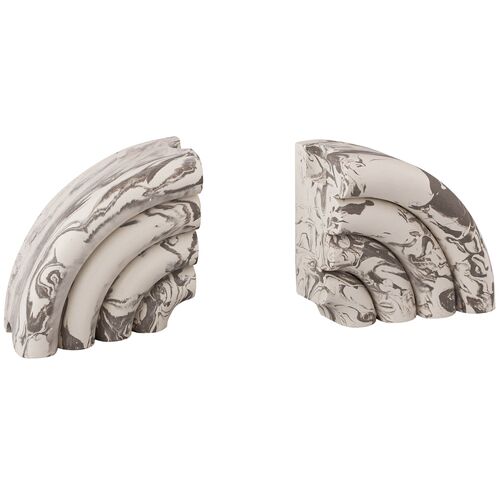 S/2 Arcus Marble Bookends, Grey S/2 Arcus Marble Bookends, Grey