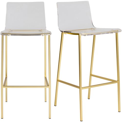 S/2 Drew Acrylic Barstools, Brushed Gold/Clear~P66393429