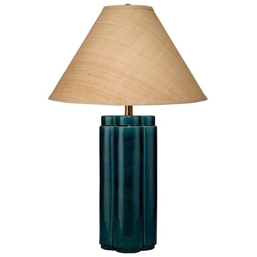 Allister Ceramic/Raffia Table Lamp, Blue