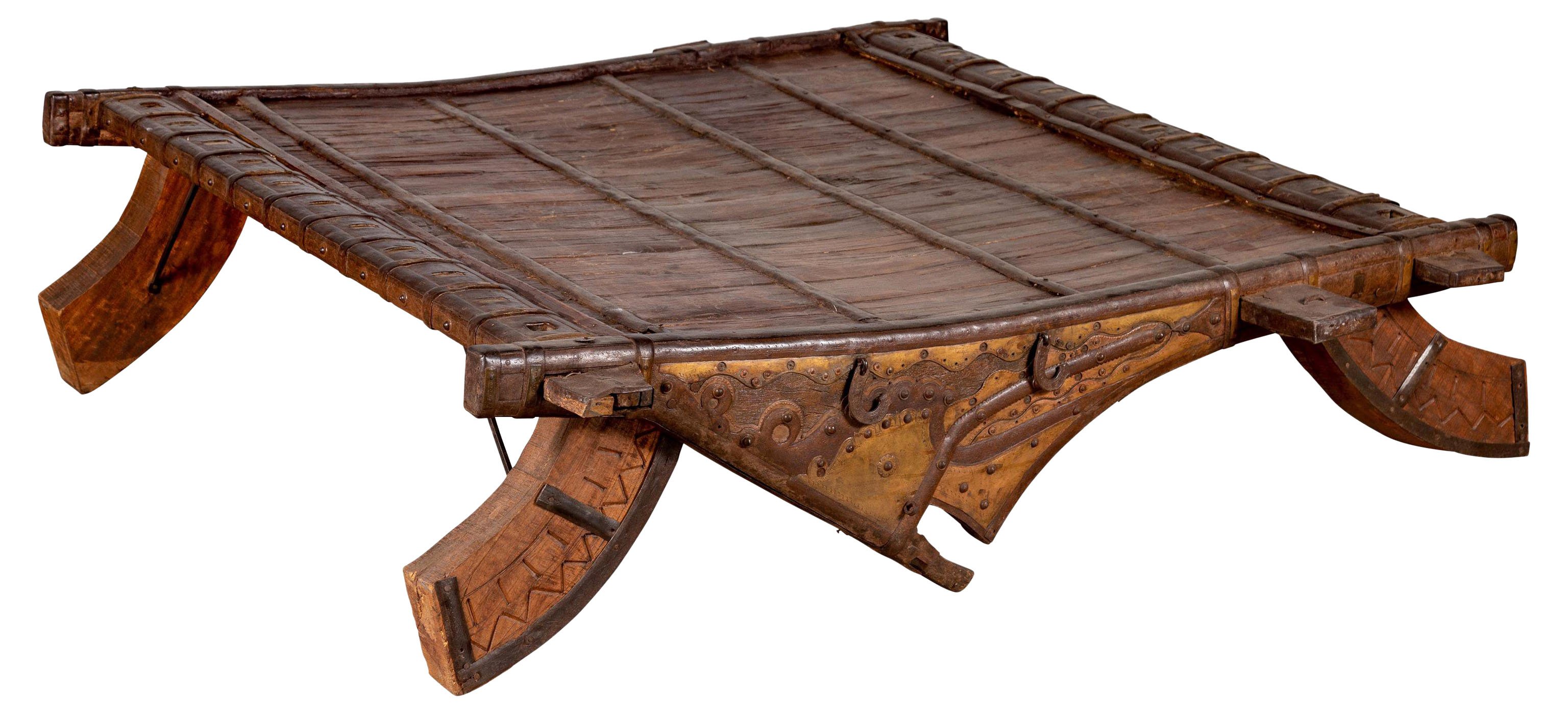 Indian Rustic Wood Ox Cart Coffee Table~P77555040