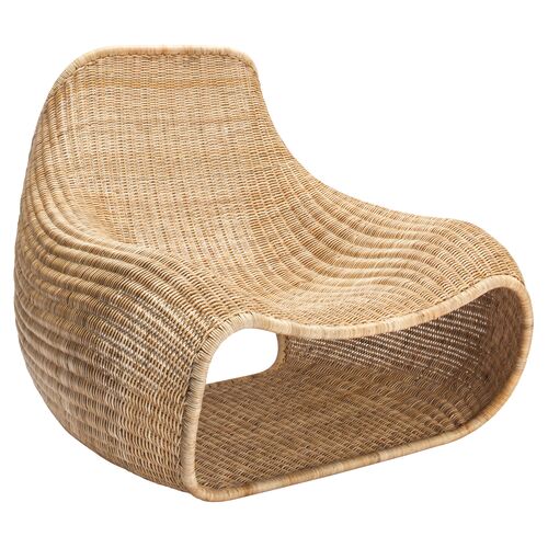 Reese Rattan Lounge Chair, Natural~P77641398