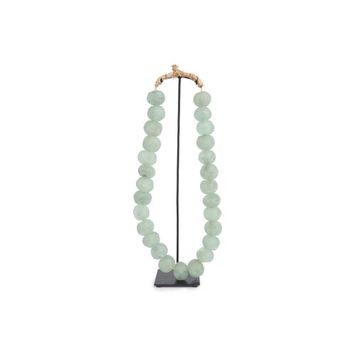17" Ghanaian Glass Beads w/ Stand, Opaque Green~P77534524
