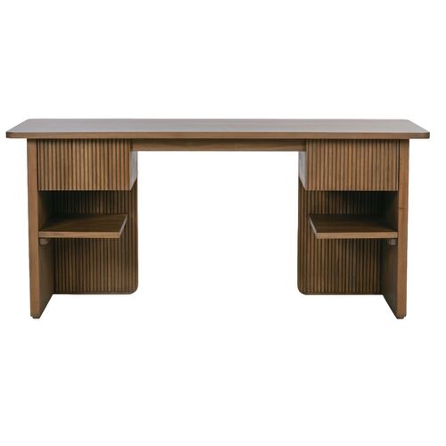 Halston 2-Drawer Reeded Mahogany Desk Halston 2-Drawer Reeded Mahogany Desk