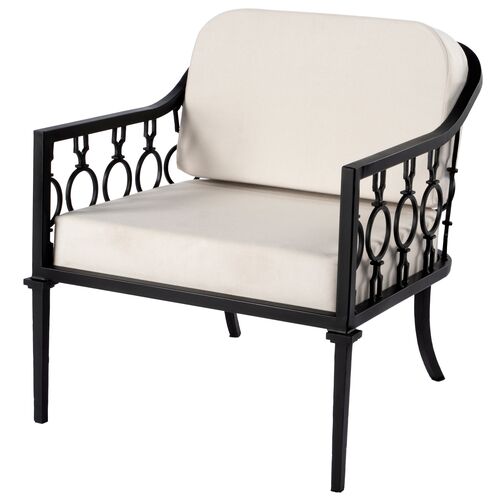 Mariza Iron Outdoor Lounge Chair, Black