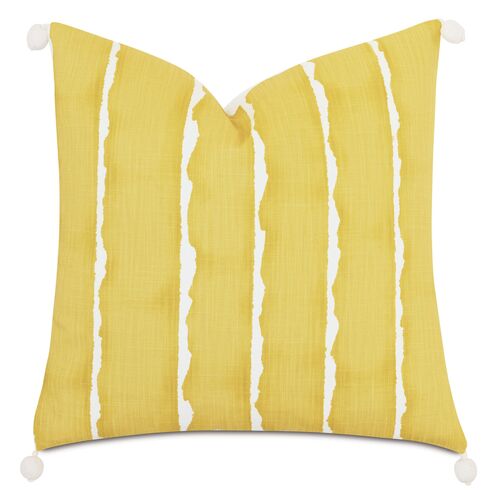 Meyer 20x20 Ball Trim Pillow, Yellow Linen~P77620197