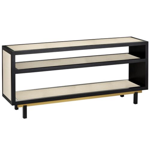 Deanna Raffia Console Table, Ivory/Black