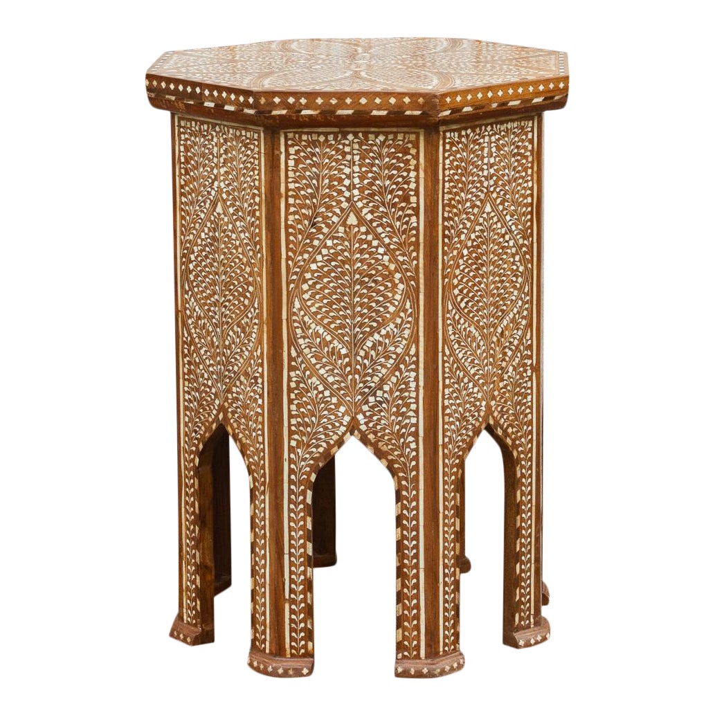 Finely Inlay Lotus Tall End Table~P77630541