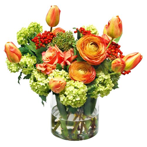 20" Tulip & Rose Mix Arrangement, Faux 20" Tulip & Rose Mix Arrangement, Faux~P77460102