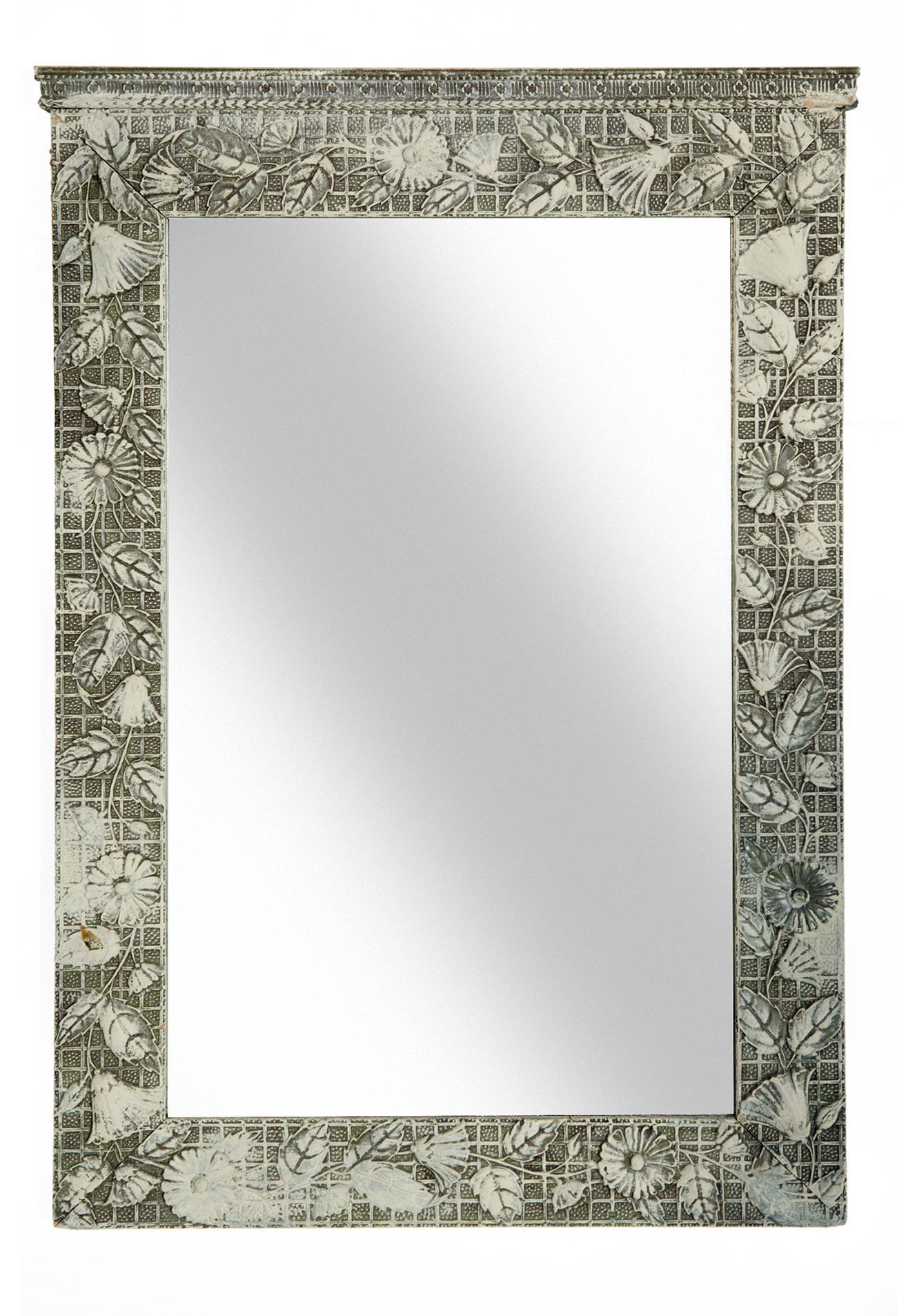 Antique Eastlake Mirror/Flowers on Grid~P77659345