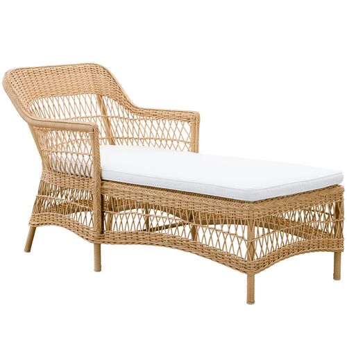 Olivia Outdoor Chaise Lounge, Natural/White