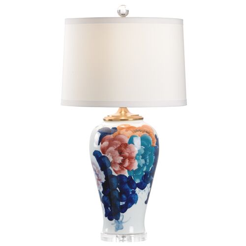Garden City Porcelain Urn Table Lamp, Blue/Red