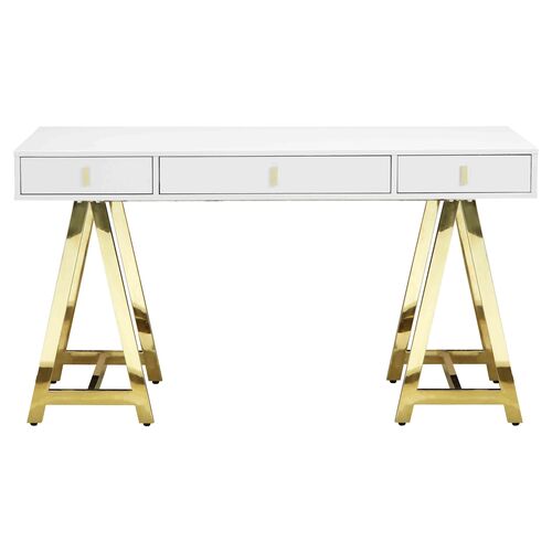 Gold Riley Desk, White~P77302438
