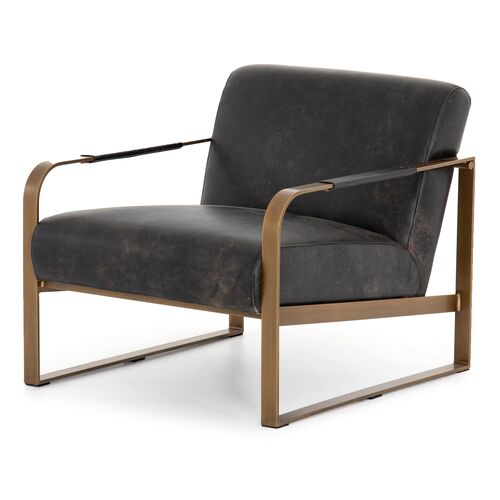 Sienna Leather Chair, Rialto Ebony~P77600099