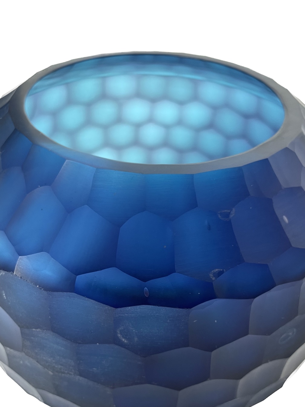 Blue Faceted Glass Vase~P77683138