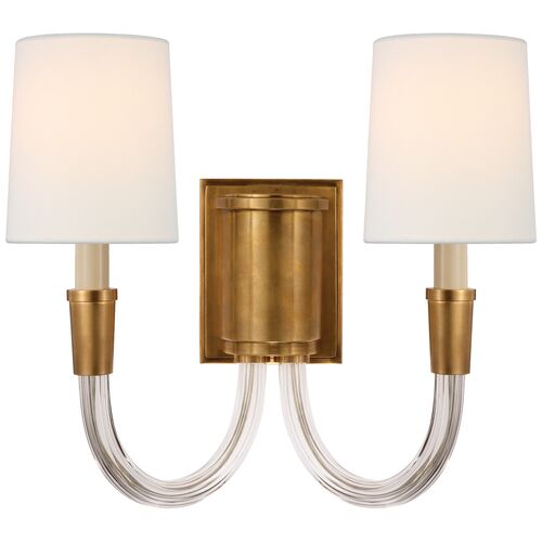 Vivian Double Sconce, Hand-Rubbed Brass~P77539339