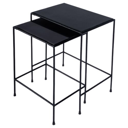 S/2 Caldera Outdoor Granite Top Nesting Tables, Black