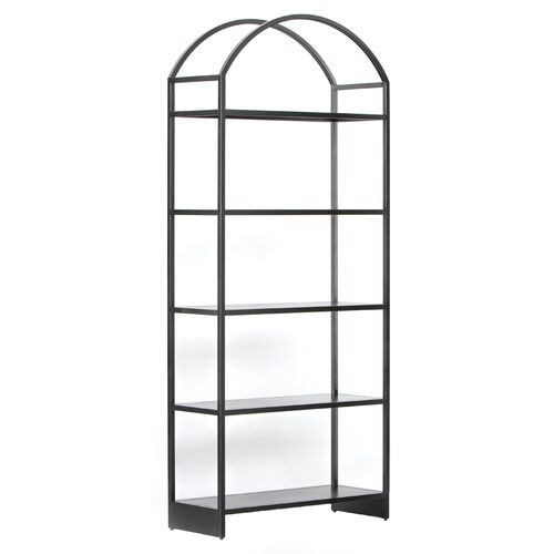 Asher Iron Arched Bookcase, Black~P77630256