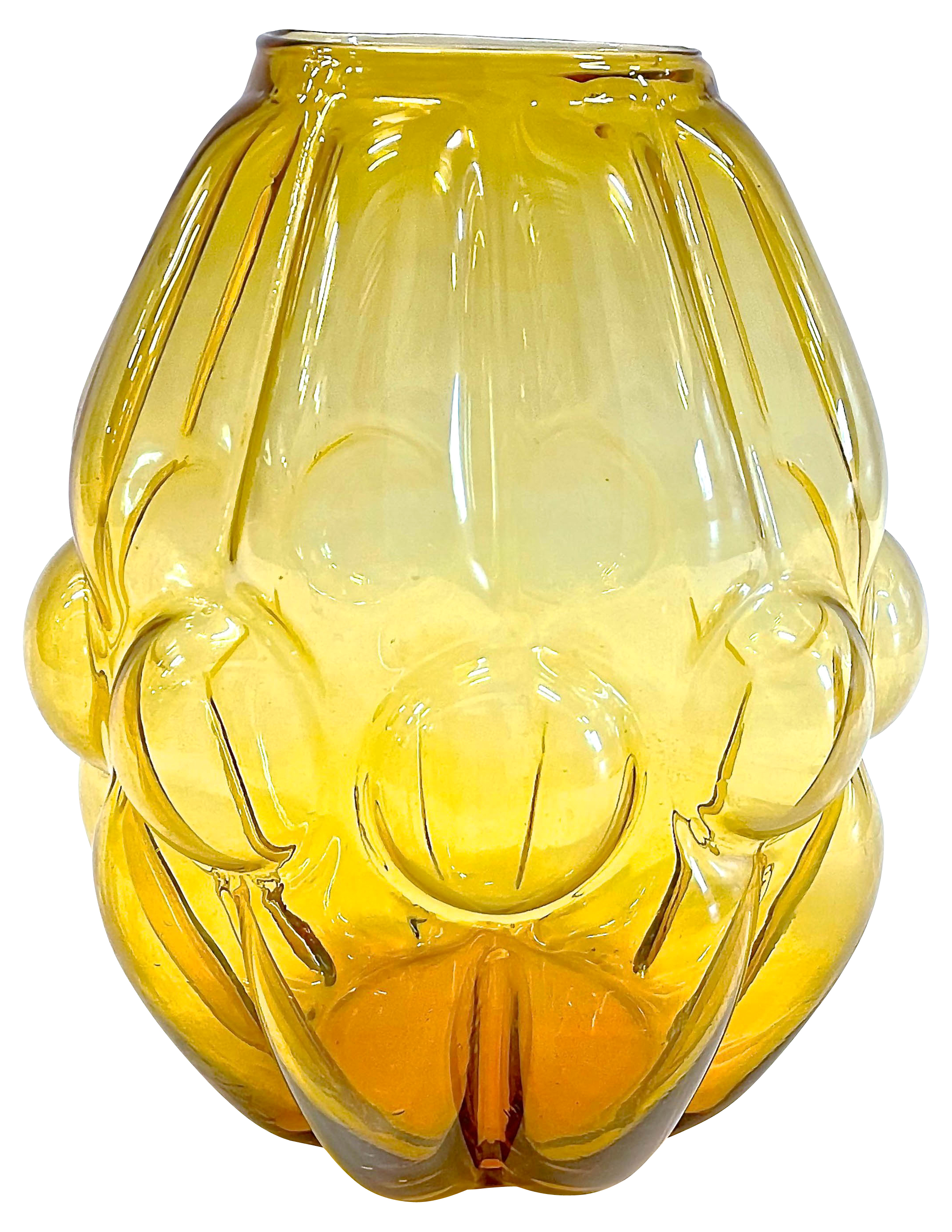 Amber Blown Bubble Glass Vase~P77620232
