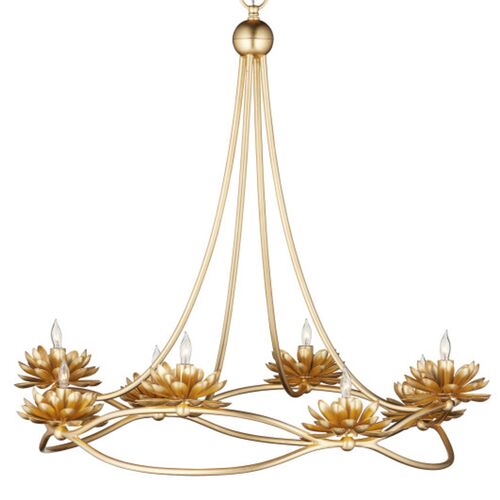 Cyrene Iron Lotus Chandelier, Gold Leaf