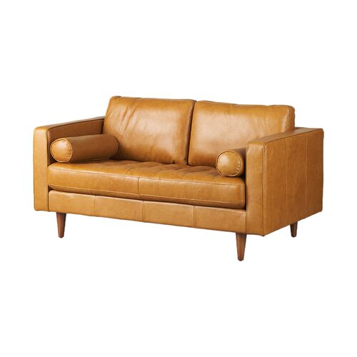 Tilton Leather Loveseat Sofa, Tan Tilton Leather Loveseat Sofa, Tan
