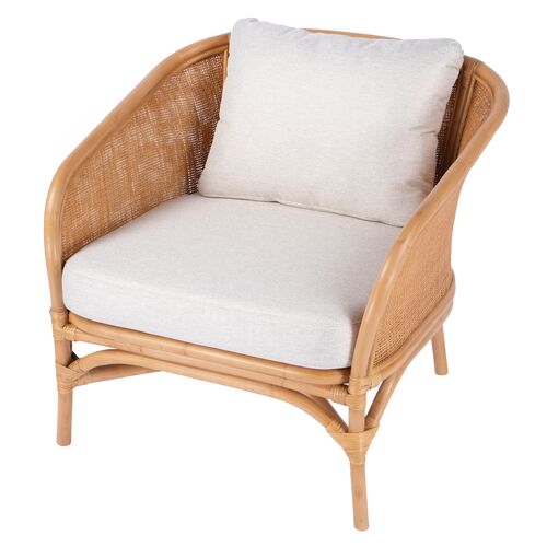 Micah Rattan Upholstered Accent Chair, Natural