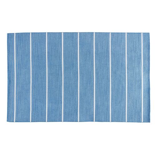 Stripe Flat-Weave Rug, Denim/White