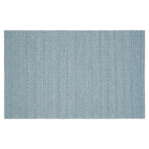 Dusan Flat-Weave Rug, Blue/Ivory