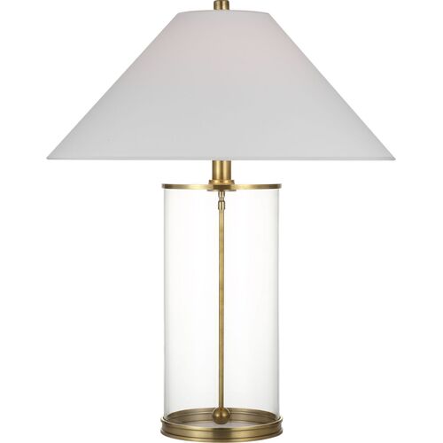 Modern Cordless Table Lamp, Clear/Natural Brass