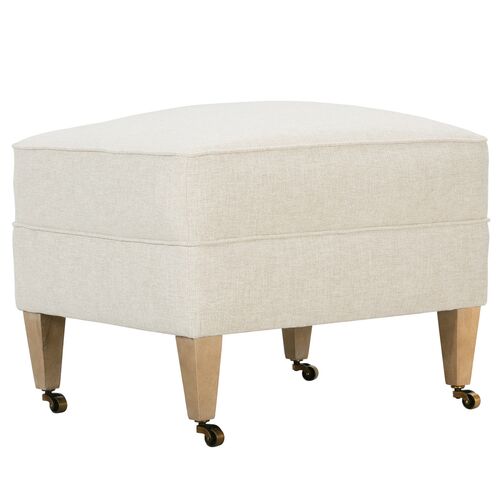 Leo Ottoman w/ Casters, Ivory