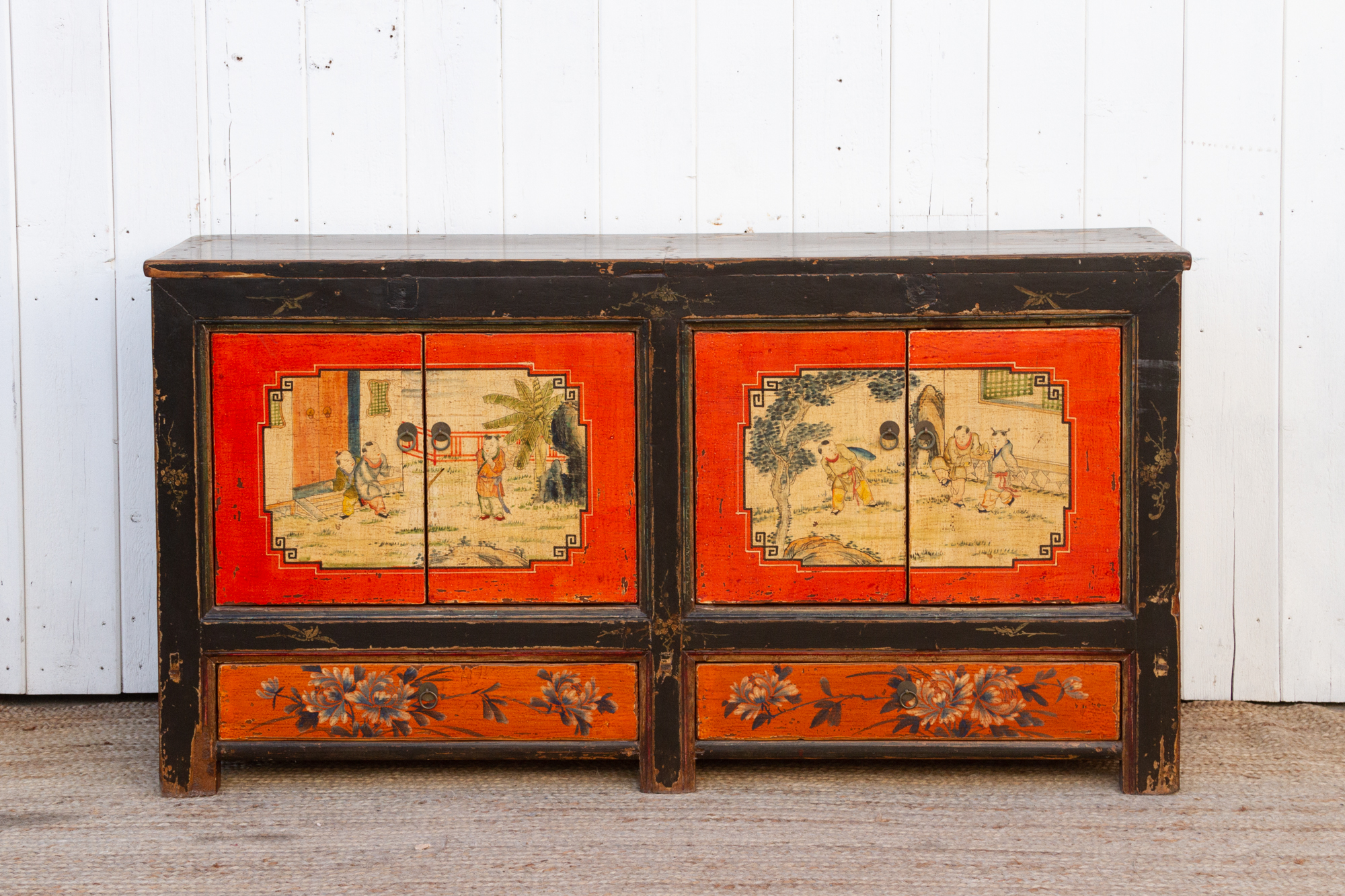 Red & Black Mongolian Sideboard Cabinet~P77687844