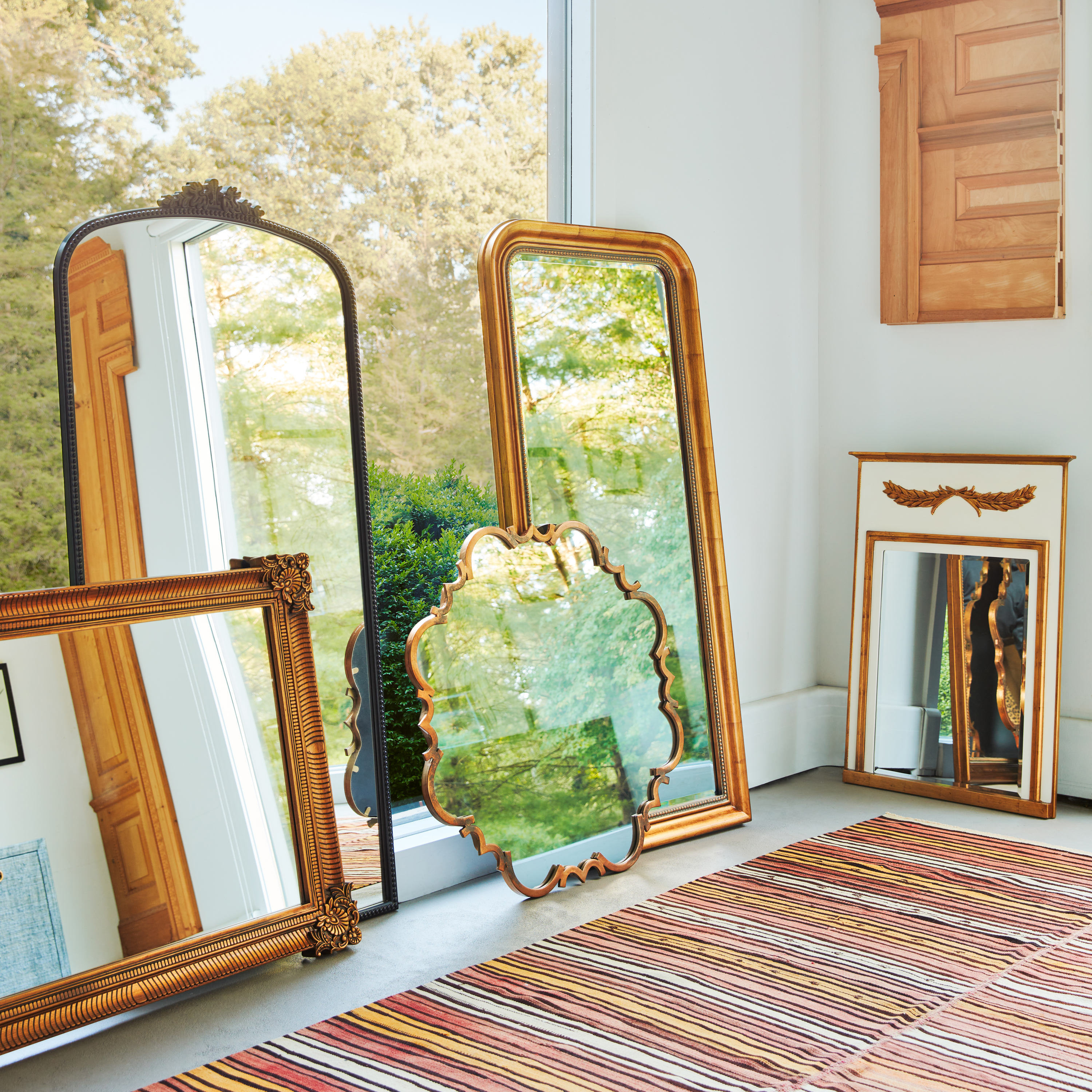 Mason Floor Mirror, Antiqued Gold