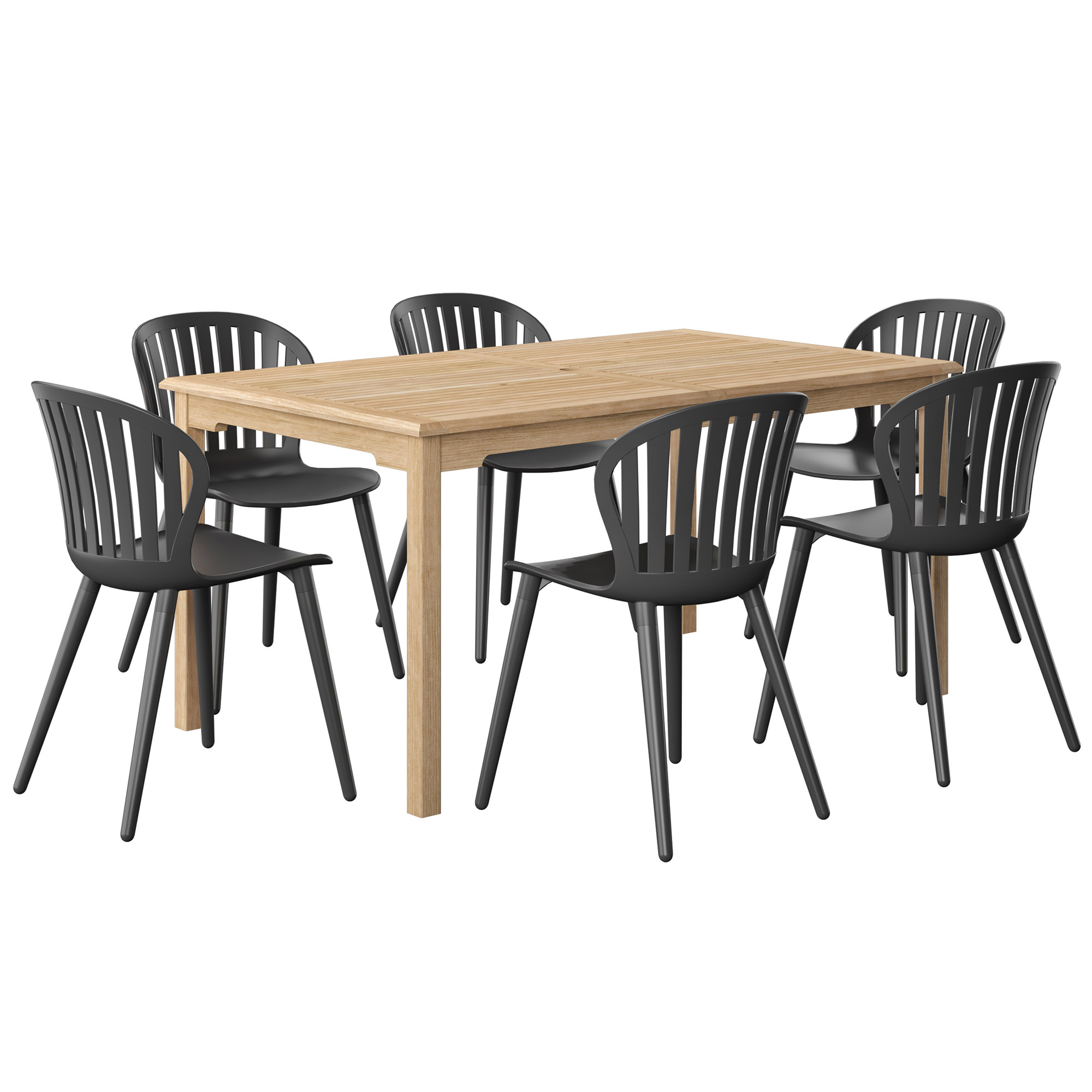 Cayana 7-Pc Rectangular Outdoor Teak Dining Set
