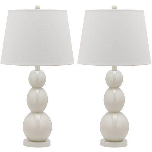 S/2 Bailey Table Lamps, White~P46313256