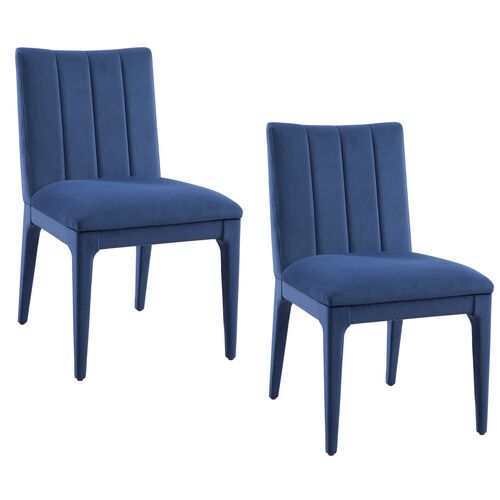 S/2 Tirzah Navy Dining Chairs, Blue