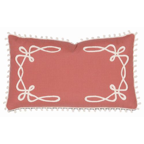 Elise 13x22 Outdoor Lumbar Pillow, Coral/White~P77475146