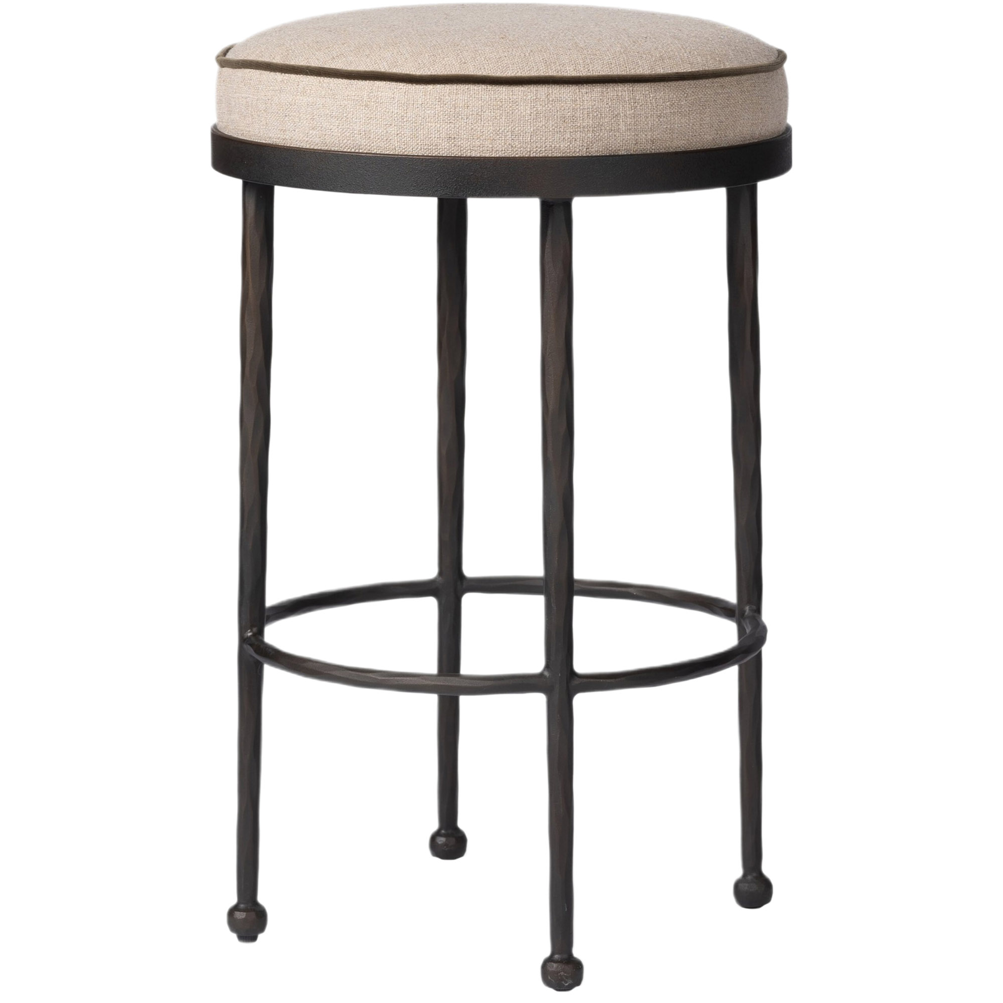 Zelith Iron Counter  Stool, Alcala Taupe Linen