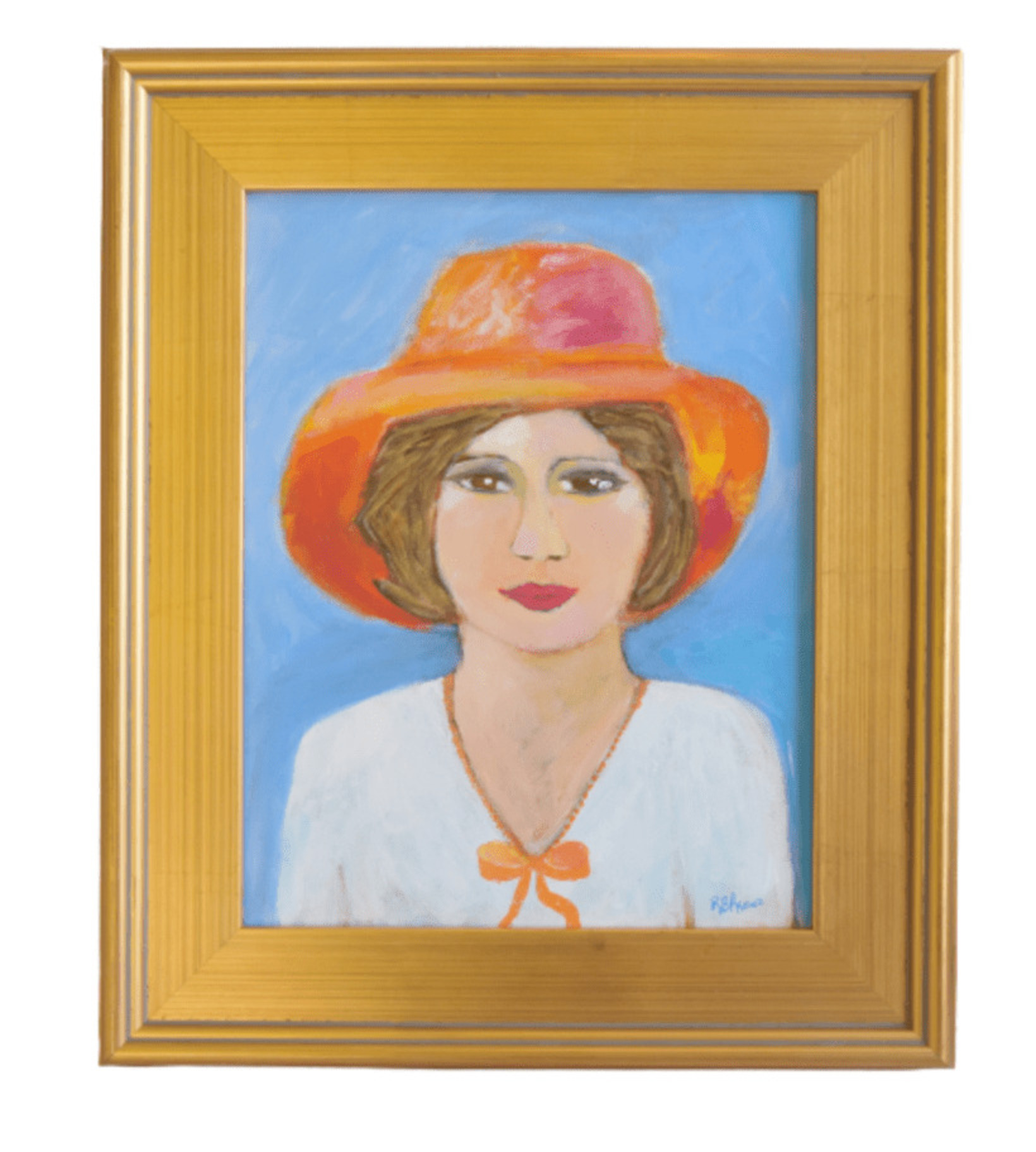 Lovely Lady in Orange Hat Portrait~P77668002