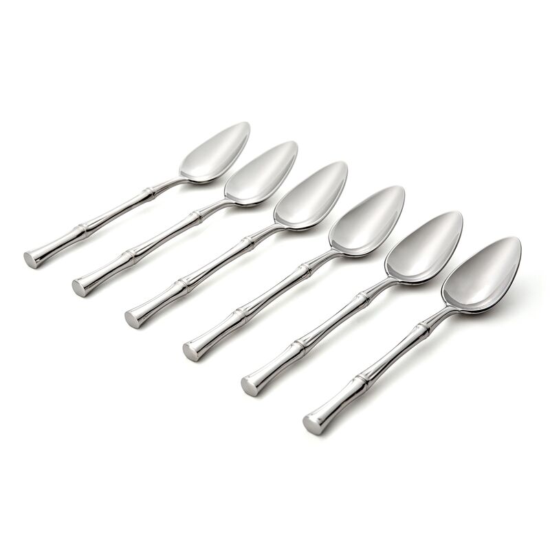 S/6 Bamboo Grapefruit Spoons, Silver