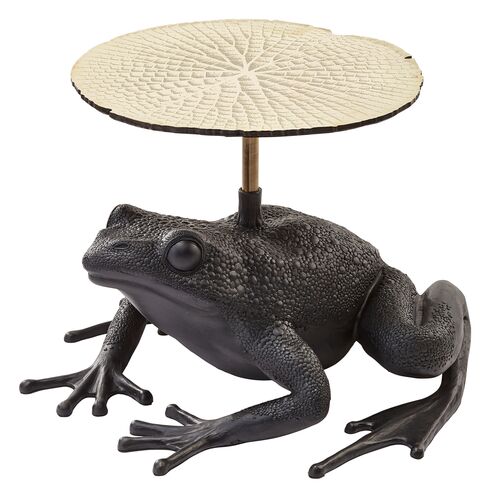 Matilda Frog Side Table, Black/Gold