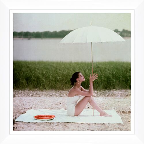 Glamour, "Barbara Mullen in a White Swimsuit," Frances McLaughlin-Gill, July 1, 1954 Photograph
