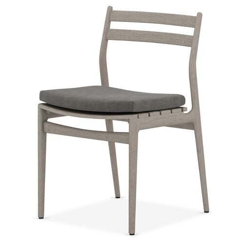 Leland Outdoor Teak Dining Chair, Gray/Charcoal~P77567154