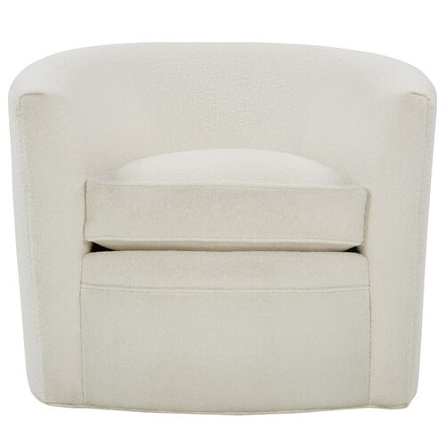 Jovie Swivel Chair, Chalk White Boucle