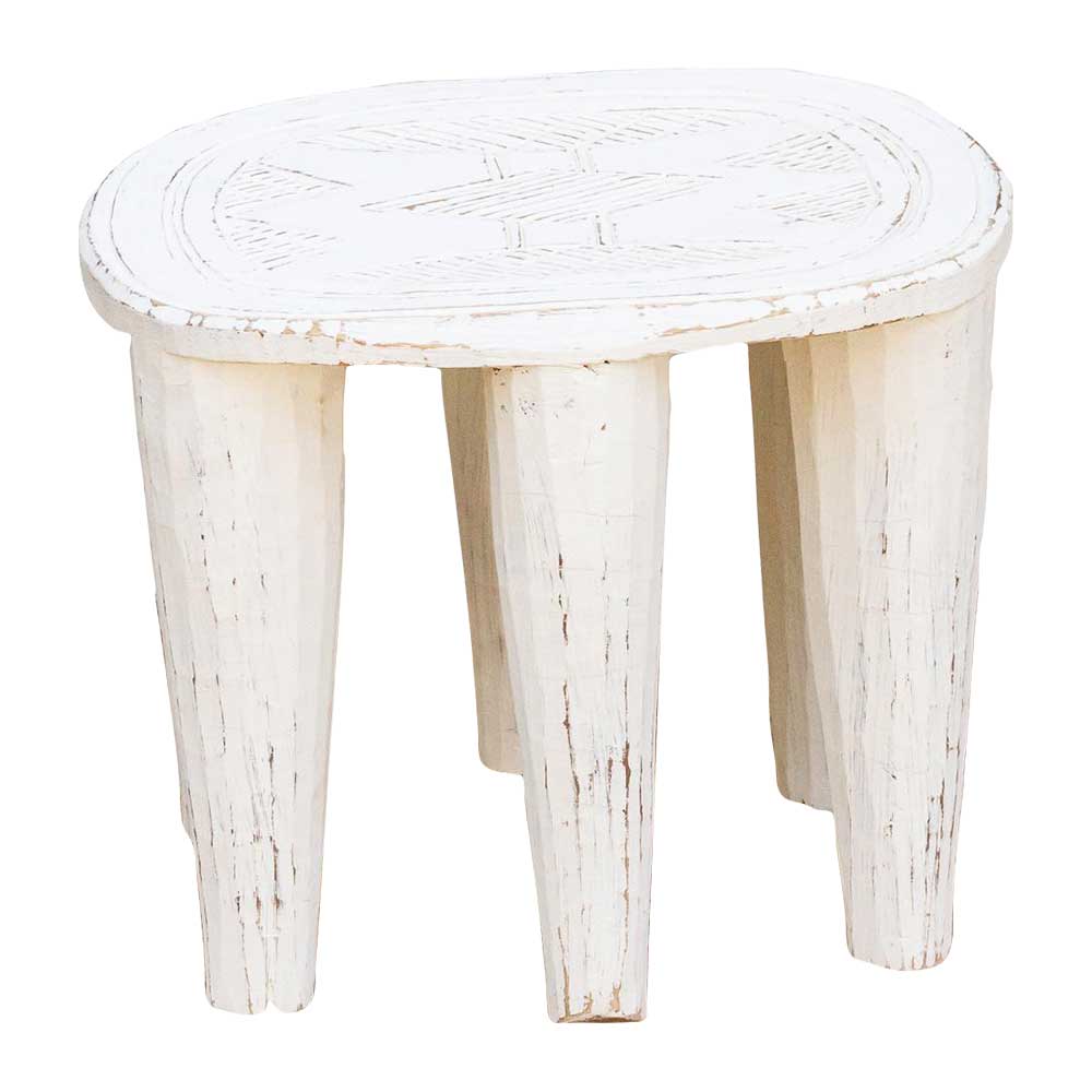 Aged Pearl White Nupe Stool~P77708598