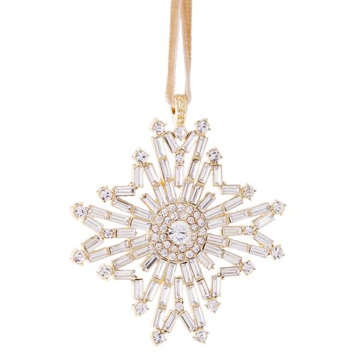 Baguette Snowflake Ornament, Crystal/Gold~P77373599