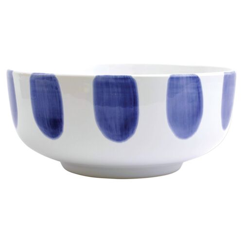 Santorini Dot Footed Serving Bowl, White/Blue~P77580683