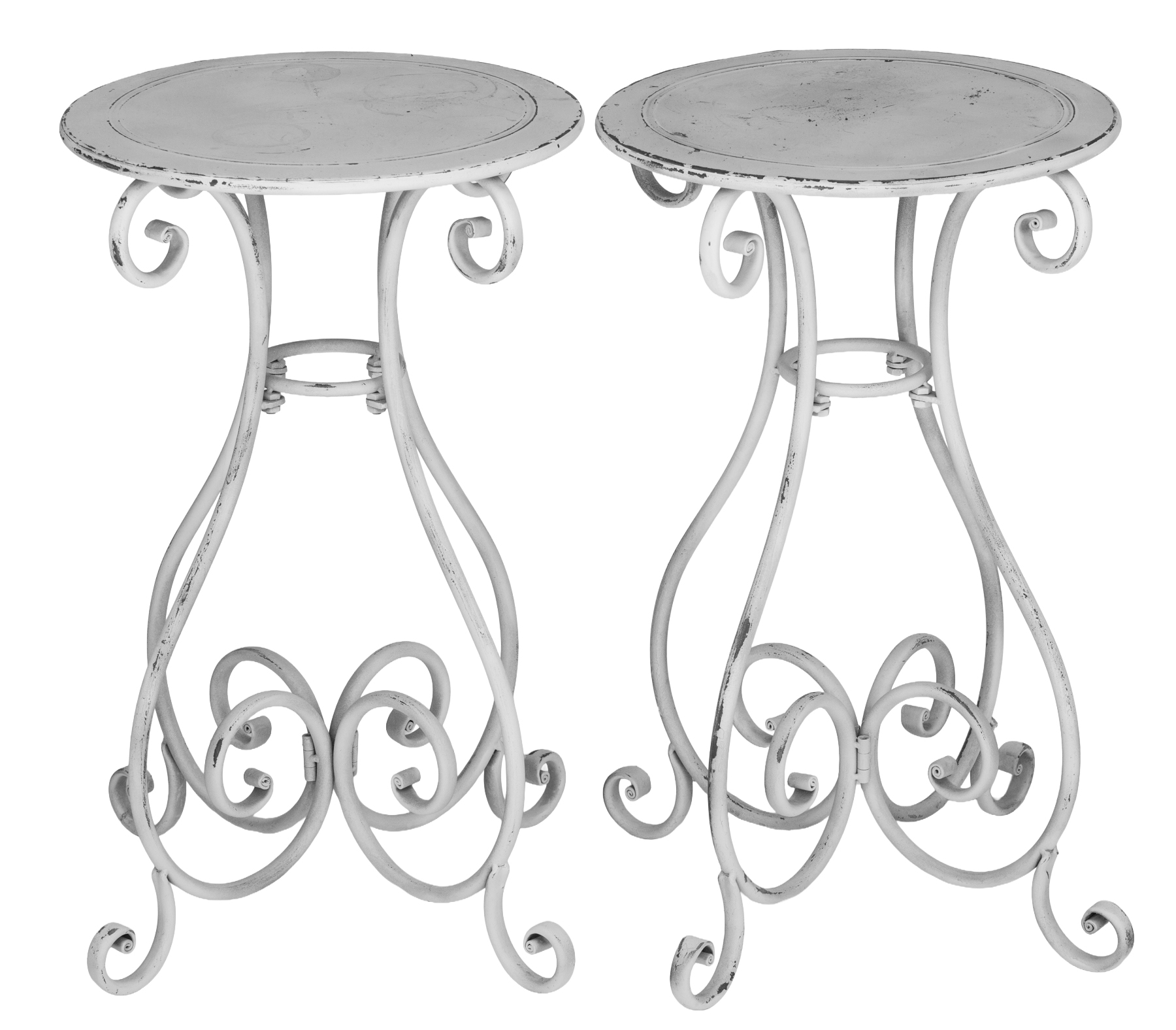 Round Wrought Iron Pedestal Tables; a pr Round Wrought Iron Pedestal Tables; a pr~P77774746